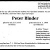 Binder Peter 1913-1998 Todesanzeige